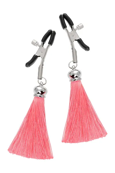 Pecado BDSM kopče za bradavice, štipaljke, sa svilenim resicama, metal, roze