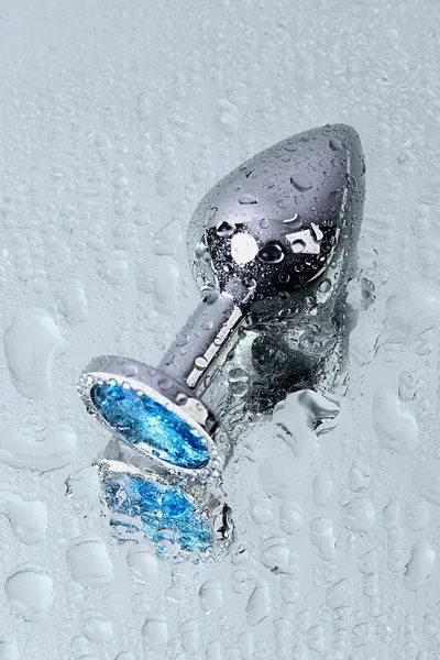 Analna čaura Metal bi TOIFA, metal, srebro, sa plavim kristalom, 8 cm, Ø 3,4 cm, 85 g