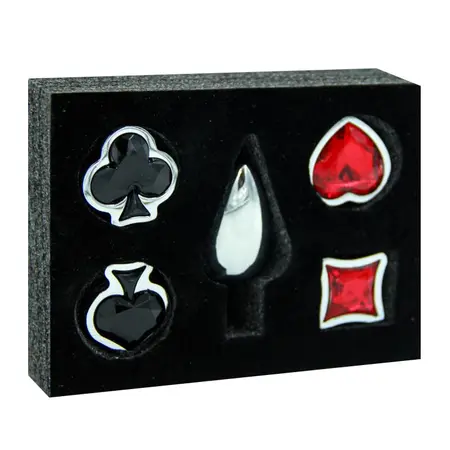 Set od srebrnog analnog čepa i četiri kristala u obliku odela (Small)