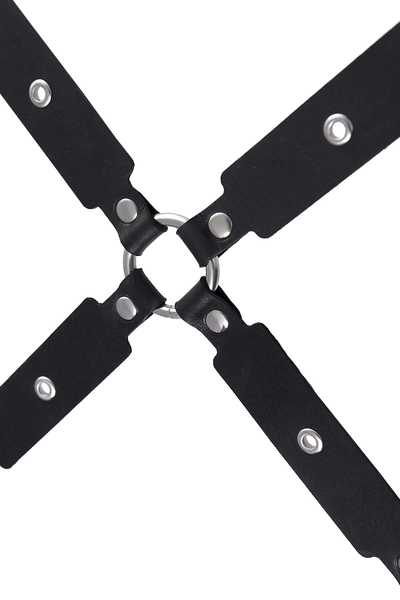 Pecado BDSM kvačilo, ukršteno sa karabinerima, za držanje ruku i nogu, koža, crna