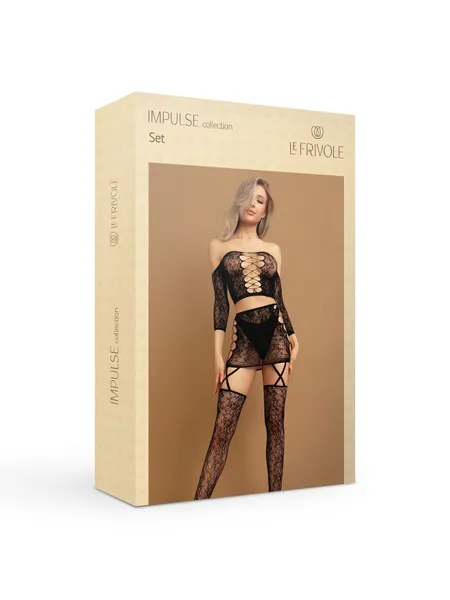 Kombinezon kombinezon top + suknja sa čarapama u crnoj boji (impulse) s / XXL