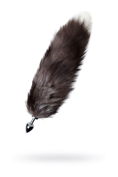 Analna čaura Metal bi TOIFA sa repom crno-smeđe lisice, metal, srebro, 45 cm, Ø 2,7 cm