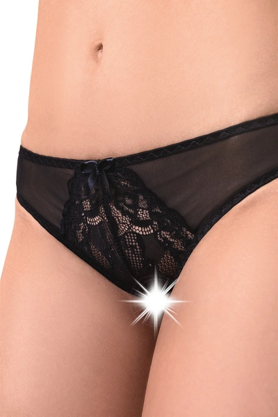 Erotske Gaćice Erolanta Lingerie Collection od mrežaste mrežice sa mašnom, crne (42-44)