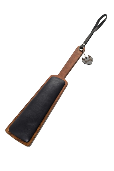 Pecado BDSM paddle, pravougaoni sa mekim jastučićem, koža i drvo, crni