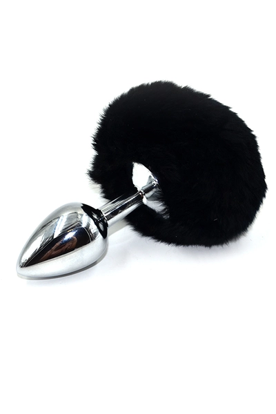 Srebrni Analni čep sa crnim zečjim repom (mali)