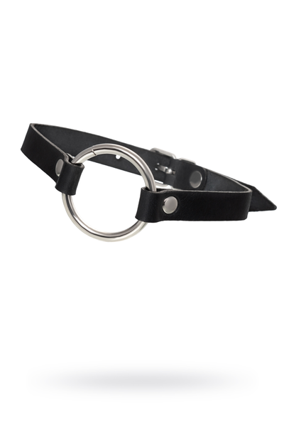Pecado BDSM Choker, sa okruglim prstenom, model 1, koža, crna