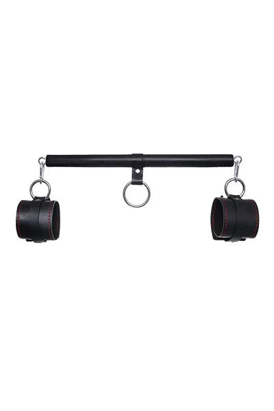 Pecado BDSM komplet za vezivanje, 3 tačke fixacije, odstojnik, lisice, koža, crna