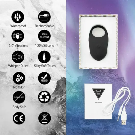 Prsten erekcije sa vibracijom Thor Cockring Black