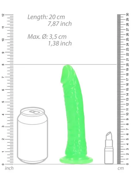 Slim dildo na usisnoj čaši Luminiscentni-18 cm