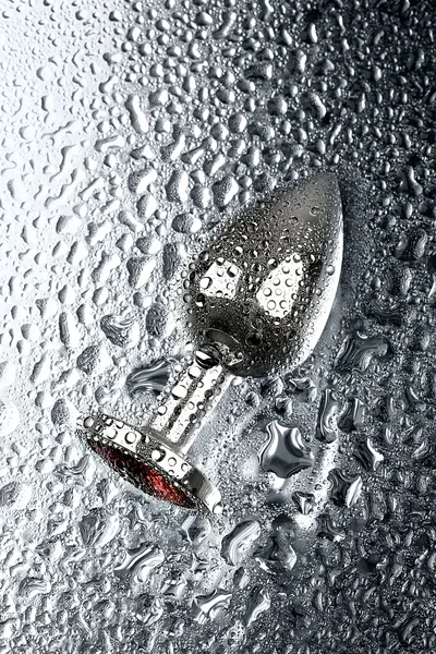 Analna čaura Metal bi TOIFA, metal, srebro, sa crvenim kristalom, 8 cm, Ø 3,4 cm, 85 g