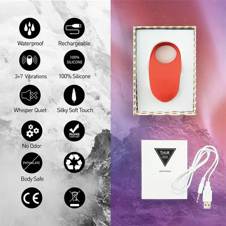 Prsten erekcije sa vibracijom Thor Cockring red red