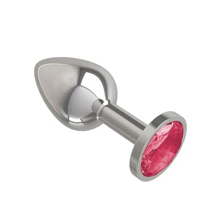 Srebrna analna čaura sa kristalom maline mala