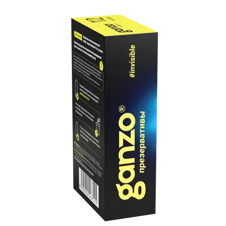 Ganzo Invisible kondomi, super tanki, sa dodatnim mazivom, latex, 18 cm, 12 kom.