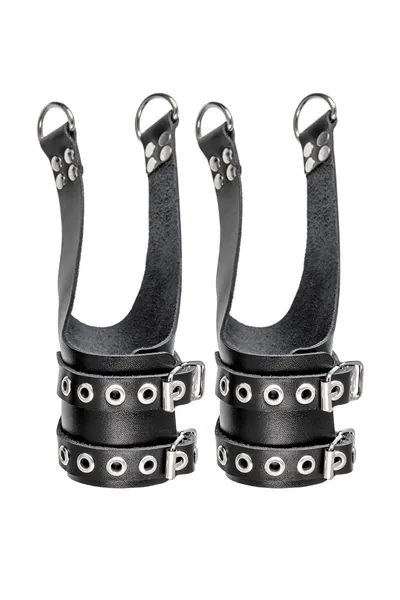 Vešalica Pecado BDSM, gruba sa ušicama, koža, crna