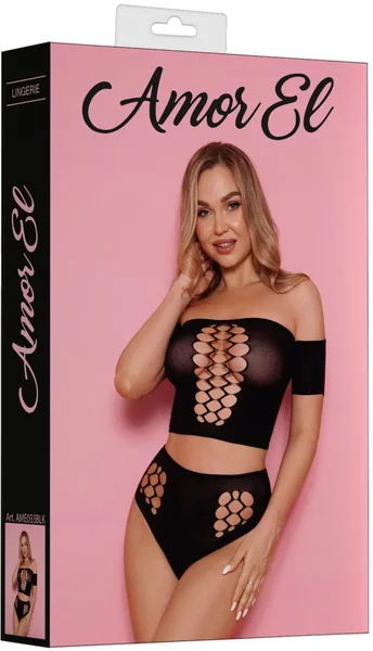 Komplet od vrha i gaćica sa vezicama (crni)