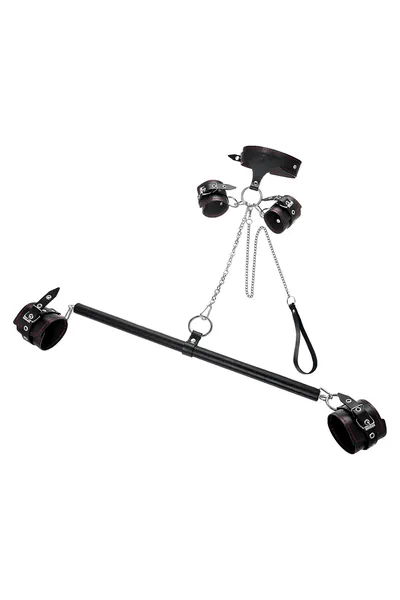 Pecado BDSM komplet za vezivanje, 3 tačke fixacije, veliki odstojnik, okovi, lisice, ogrlica sa prstenom