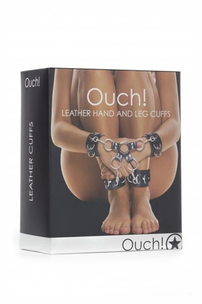 Ukrštene lisice (okovi, držači) za ruke i noge Leather Hand and Legcuffs Ouch!