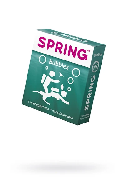Spring™ Bubbles kondomi, 3 kom/up. (sa pupoljcima)
