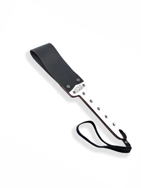 Paddle Crna meka od prave kože, drveta i HDF premaza bele boje