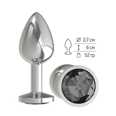 Srebrna analna čaura sa crnim kristalom mala
