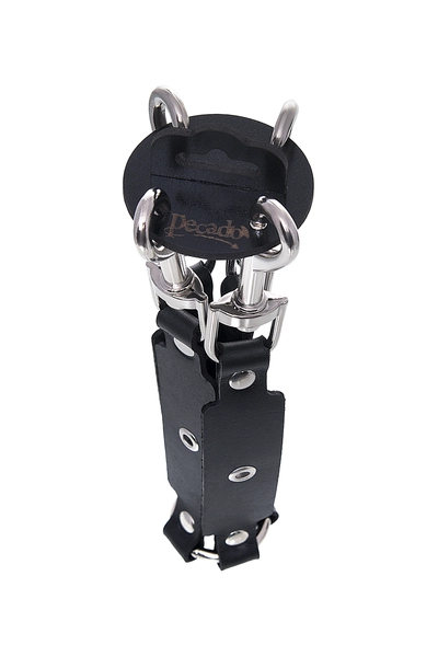 Pecado BDSM kvačilo, ukršteno sa karabinerima, za držanje ruku i nogu, koža, crna