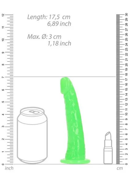 Slim dildo na usisnoj čaši Luminiscentni-15,5 cm