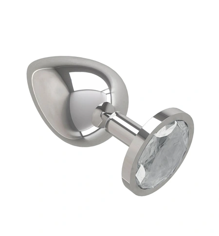 Srebrna analna čaura sa prozirnim kristalom je velika