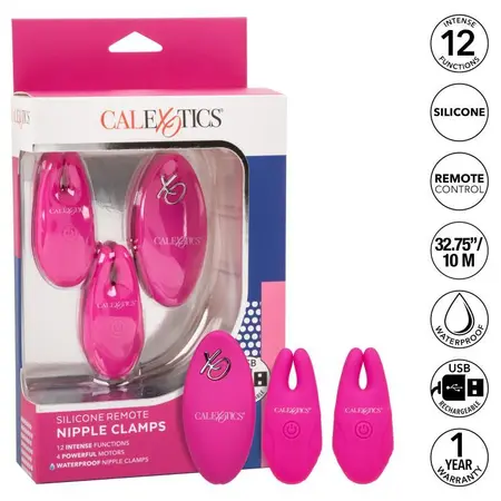 Stege za bradavice sa daljinskim upravljanjem REMOTE NIPPLE CLAMPS (pink)