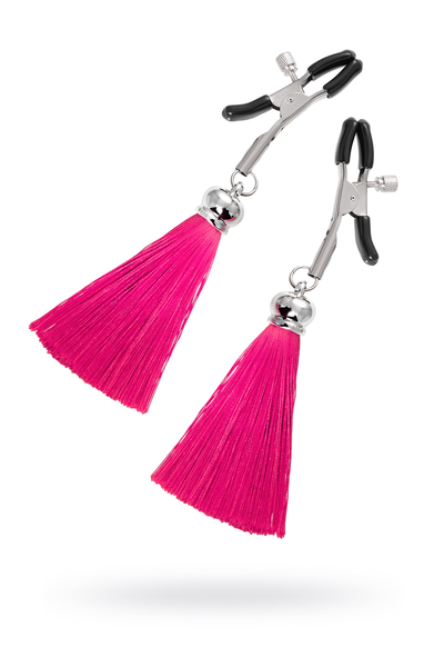 Kopče za bradavice Pecado BDSM, štipaljke, sa resicama od svile, metal, bordo