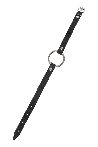 Pecado BDSM Choker, sa okruglim prstenom, model 1, koža, crna