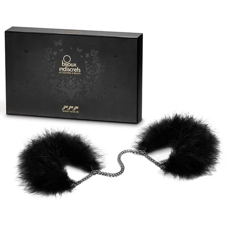 Bijoux Indiscrets Za zu Feather Handcuffs, sa perjem, crni