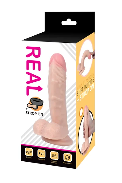 Real realistični dildo sa skrotumom na usisnoj čaši i gaćicama za kaiš, PVC, 21k4 cm.