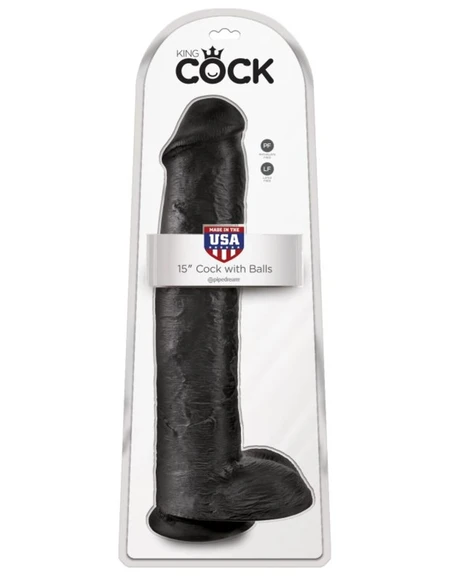 Dildo-gigant crni King Cock 15 Cock vith Balls