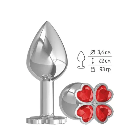 Srednja analna čaura Srebrna detelina sa crvenim kristalom