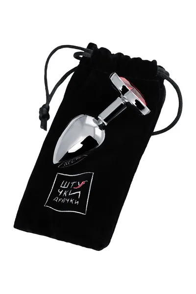 Analna čaura-Drkanje, metal, srebro, sa crvenim kristalom, 7 cm, Ø 2,7 cm, 50 g