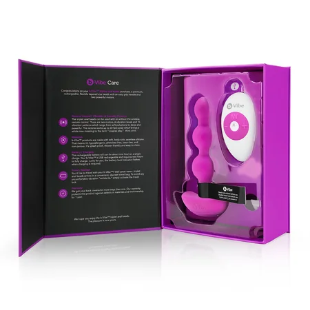 Analne premium perle sa 2 motora B-Vibe triplet Anal Beads Fuchsia