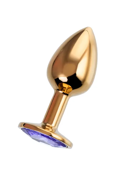 Analna čaura-Drkanje, metal, zlato, sa ljubičastim kristalom, 7 cm, Ø 2,8 cm, 50 g