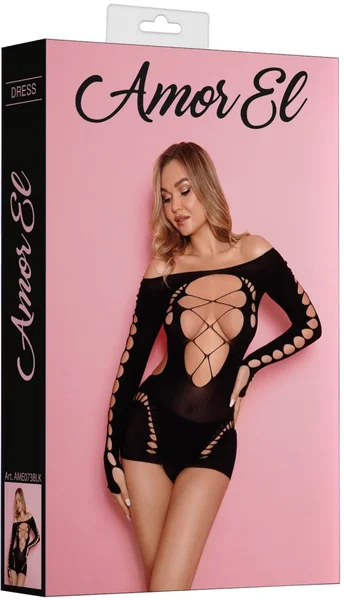 Zavodljiva mini haljina sa čipkom na grudima (Crna)