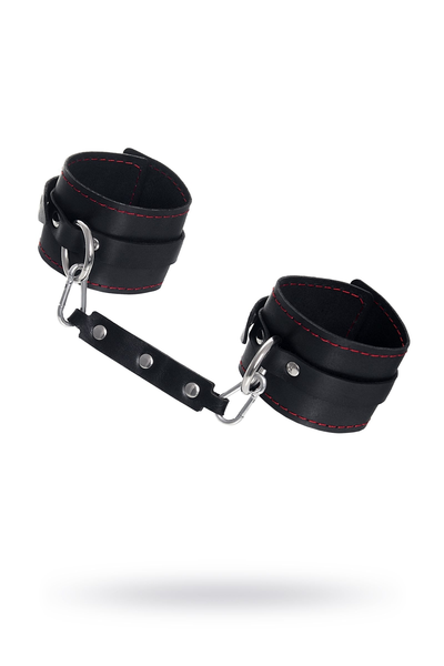 Pecado BDSM okovi, jednoslojni sa kontrastnim šavovima, prirodna koža, crni