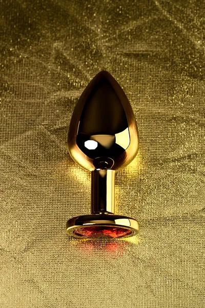 Analna čaura Metal bi TOIFA, metal, zlato, sa crvenim kristalom, 8 cm, Ø 3,4 cm, 85 g