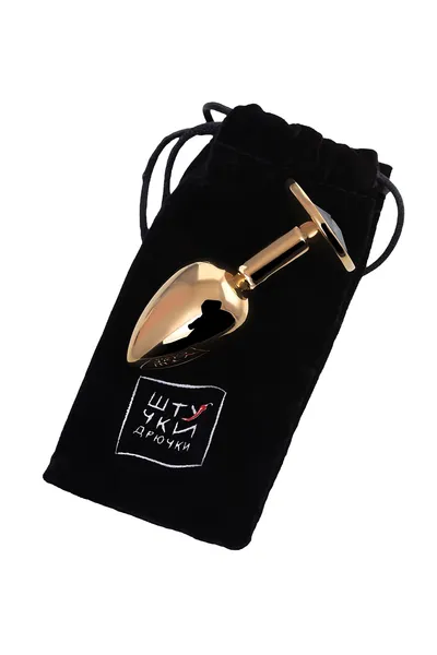 Analna čaura-Drkanje, metal, zlato, sa crnim kristalom, 7 cm, Ø 2,8 cm, 50 g