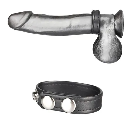 Prsten za penis od veštačke kože na zakovicama (3,5-5,5 cm) snap Cock Ring