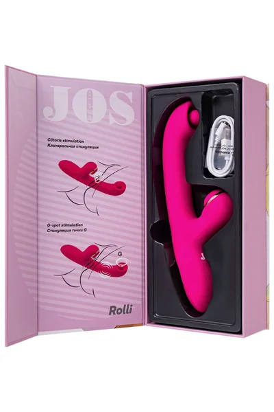 Vibrator sa stimulativnom kuglicom i vakuumskom stimulacijom jos Rolli, silikon, ružičasta, 22 cm