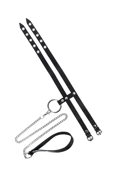 Ogrlica Pecado BDSM, od dve trake, koža, crna