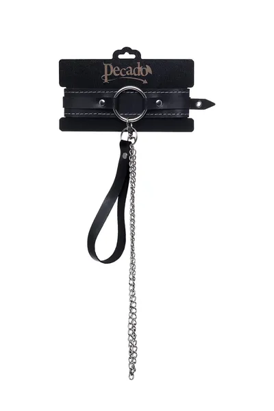 Choker-ogrlica Pecado BDSM, koža, crna