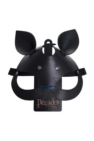 Pecado BDSM Maska, sa mačjim ušima, prirodna koža, crna