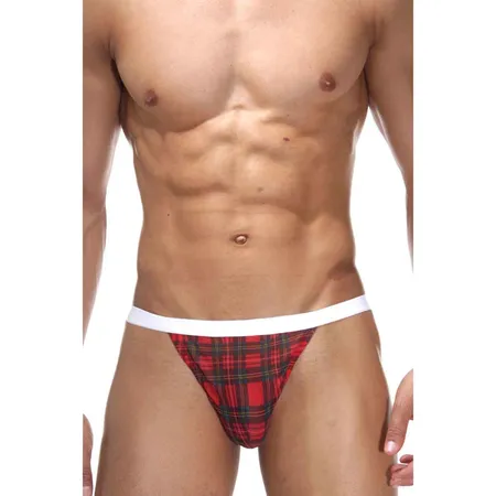 Gaćice muške Tonge u crvenom kavezu na belom pojasu