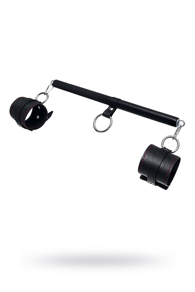 Pecado BDSM komplet za vezivanje, 3 tačke fixacije, odstojnik, lisice, koža, crna