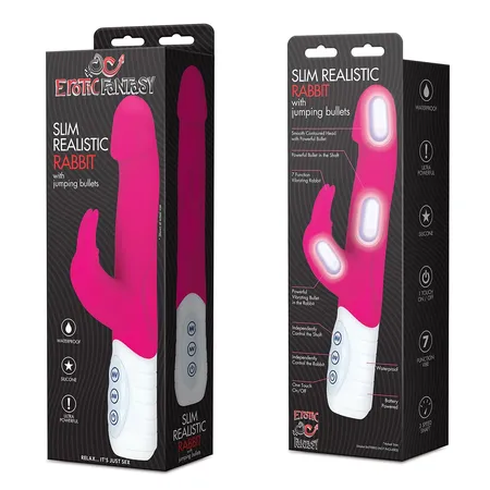 Mini haitek Vibrator sa 3 motora Slim Realistic Rabbit Pink