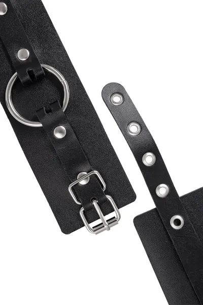 Pecado BDSM okovi, debela koža sa ušicama, prirodna koža, crna